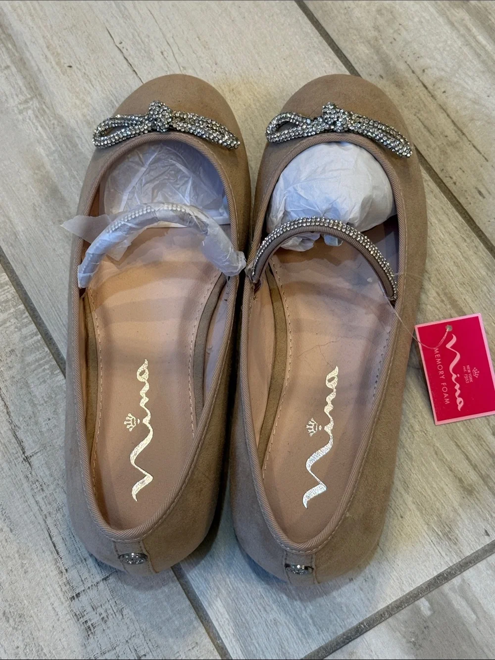 Nina Tan Jeweled Bow Ballet Flats